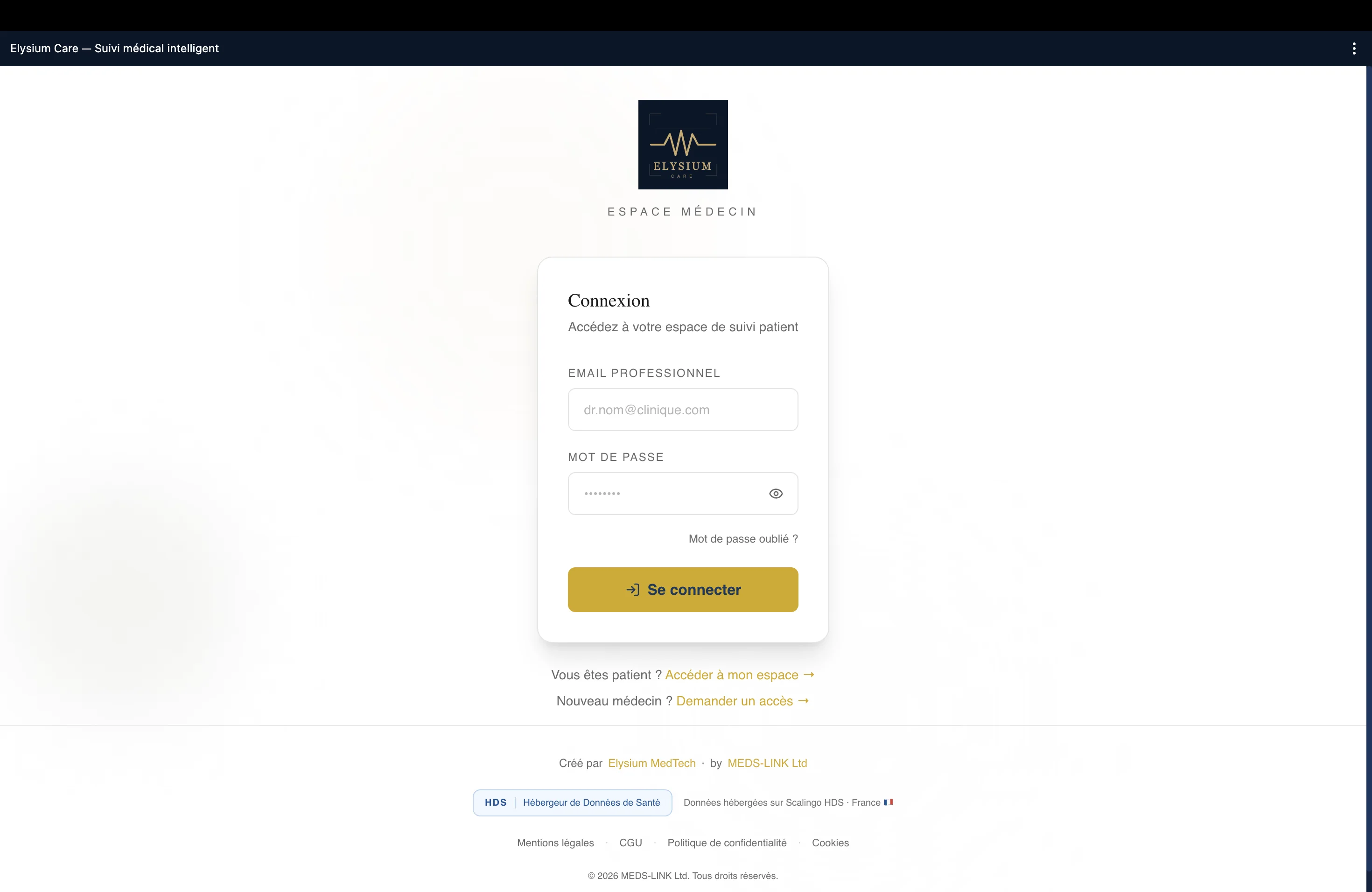 Elysium Care — Portail